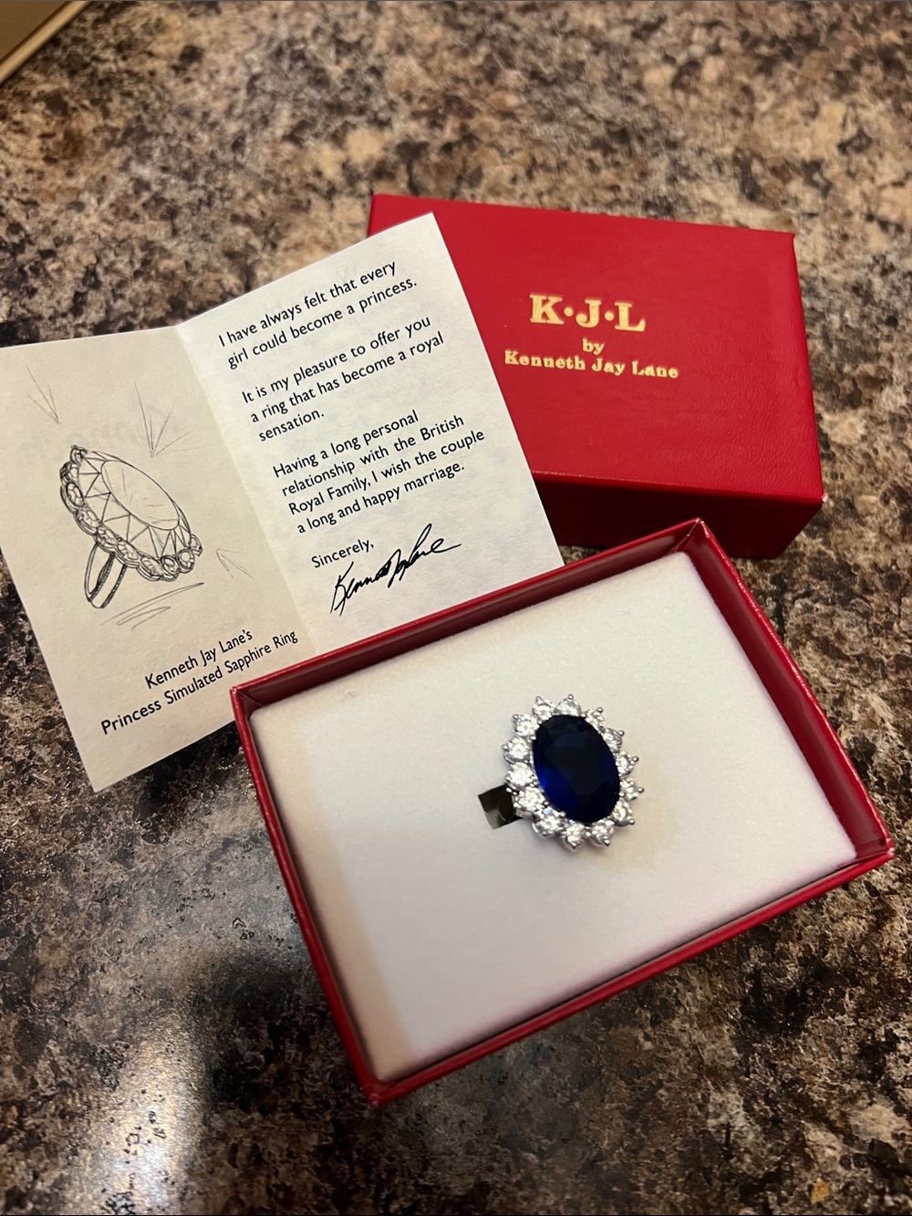 kenneth jay lane princess simulated sapphire ring